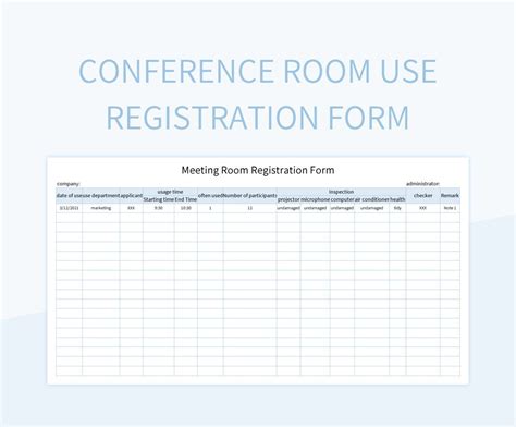 Conference Room Use Registration Form Excel Template And Google Sheets