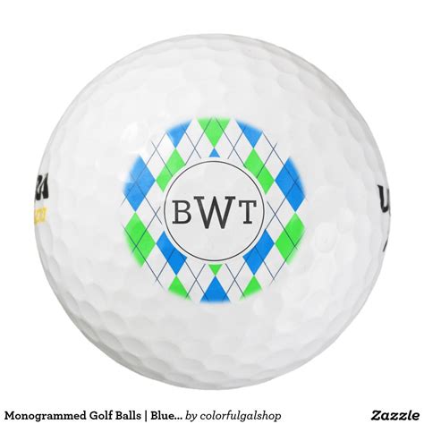 Monogrammed Golf Balls | Blue Green Argyle Pattern | Zazzle | Golf ball ...