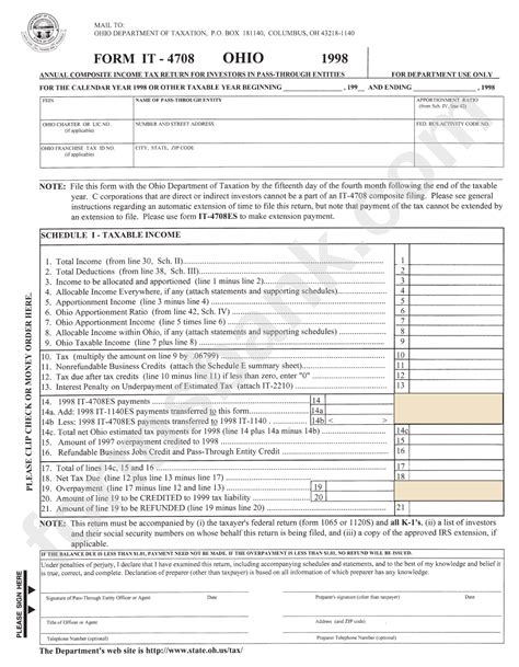 Fillable Form It 4708 Annual Composite Income Tax Return For