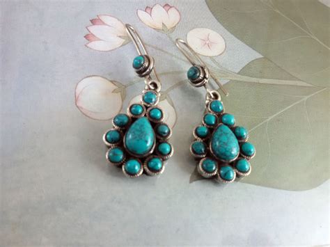 Turquoises And Sterling Silver Ethnic Earrings Eur Jewellery