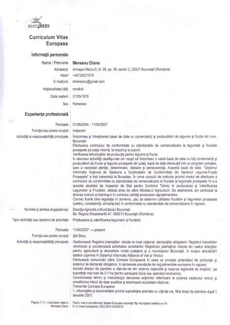 PDF Curriculum Vitae Europass Oficiul National Al Viei Si