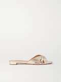 Aquazzura Sundance Metallic Vegan Leather Slides Net A Porter