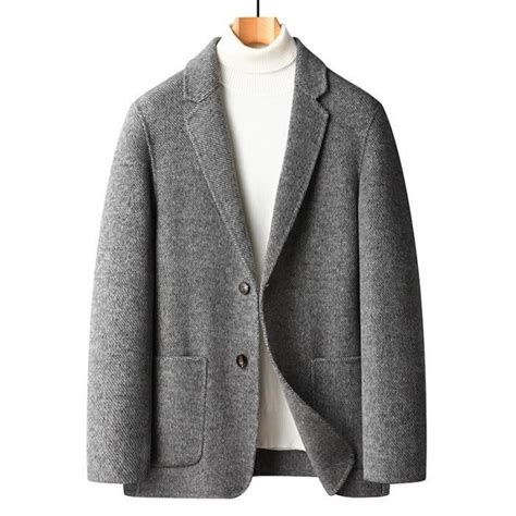 Manteau Caban Blazer En Laine Coupe Ajust E Pour Homme Veste Courte