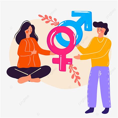 Gender Equality Vector Hd Png Images Hand Drawn Cartoon Gender