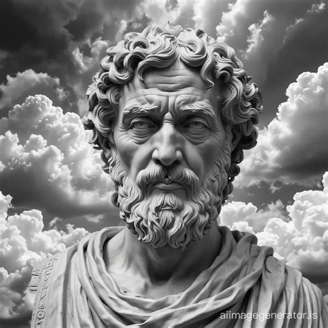 Sculpture Of Serene Philosopher Amidst Clouds Ai Image Generator