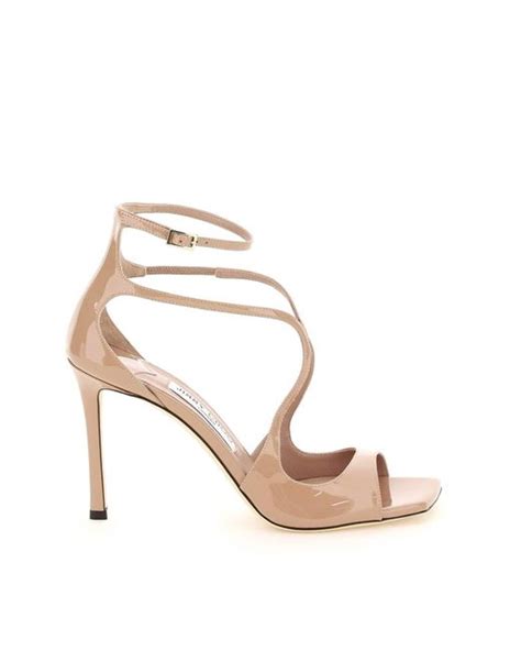 Jimmy Choo Patent Leather Azia 95 Sandals In Pink Lyst