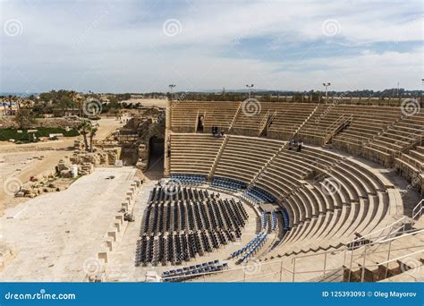 Caesarea, Israel - April 1, 2018: Ruins of Ancient Herodian Theatre at ...