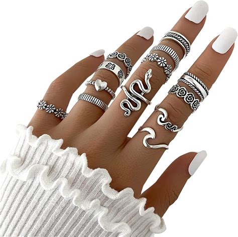 Momeski 13 Stück Knuckle Rings Set für Frauen Mädchen Schlangenkette