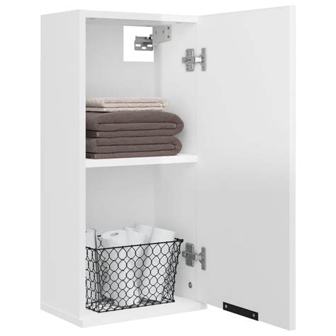 Meuble A Casier Armoire De Salle De Bain Murale Blanc Brillant