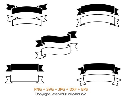 Banner Svg Bundle Banner Png Files Ornamental Ribbons Etsy