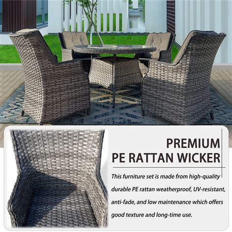 Luxury 5 Pieces Outdoor Rattan Dining Set