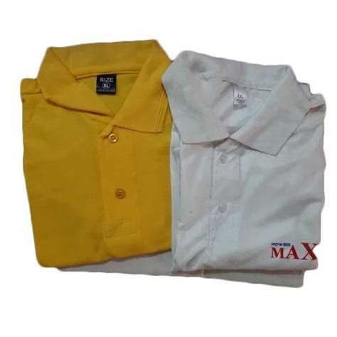 White And Yellow Matty Polyester Cotton Corporate T Shirt Size S Xxl