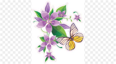 Purple Butterfly Flower Clip Art