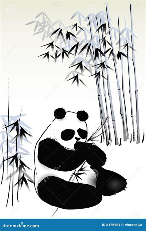 Bamboo panda stock vector. Illustration of painting, chinese - 8176954