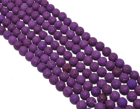 Dark Purple Circular Natural Stone Lava Beads 8 mm सटन बड TDC