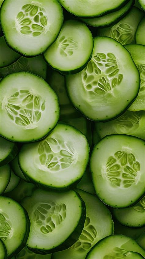 Cucumber Slices Background Fresh Cucumber Texture Green Vegetable