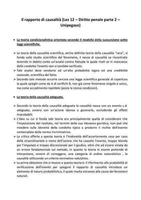 Appunti 12 Il rapporto di causalità parte 2 Il rapporto di