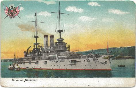 Uss Alabama Us Navy Battleship Antique Postcard Early 1900 Flickr