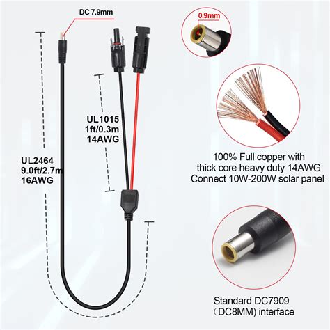 10ft Solar Panel Connector To Dc8mm Adapter Extension Cable 16awg Heavy Duty Wire Solar