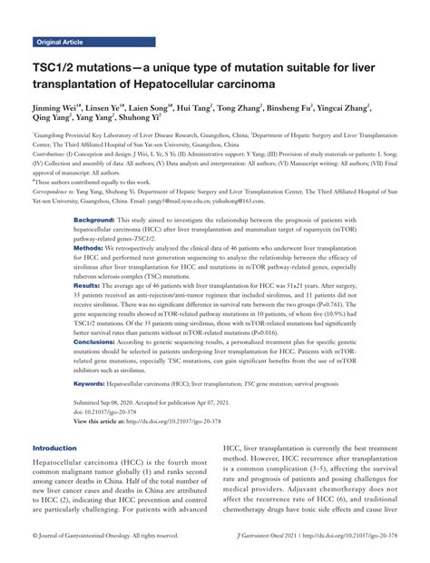 tsc mutationsa unique type  mutation suitable  liver