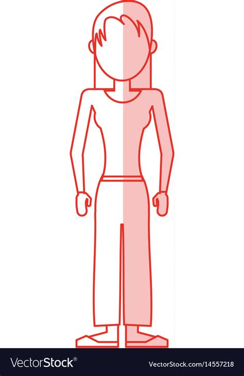 Red Silhouette Shading Caricature Faceless Woman Vector Image