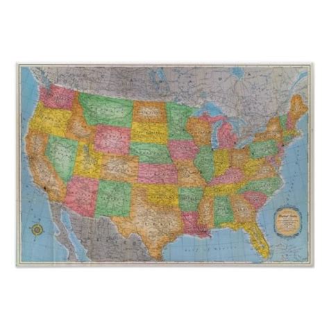 United States Map 3 Poster Wall Maps Framed Maps Frames On Wall