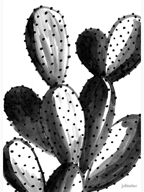 Black And White Cactus Sticker For Sale By Juliealex Redbubble