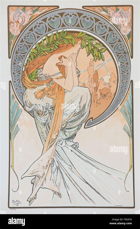 La Poesia From The Series The Arts 1898 Creator Mucha Alfons