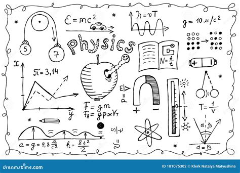 Symbols And Signs For The School Lesson Physics Numbers Formulas