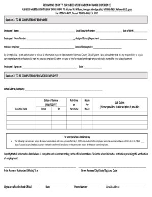 Fillable Online School Experience Verification Form Fax Email Print