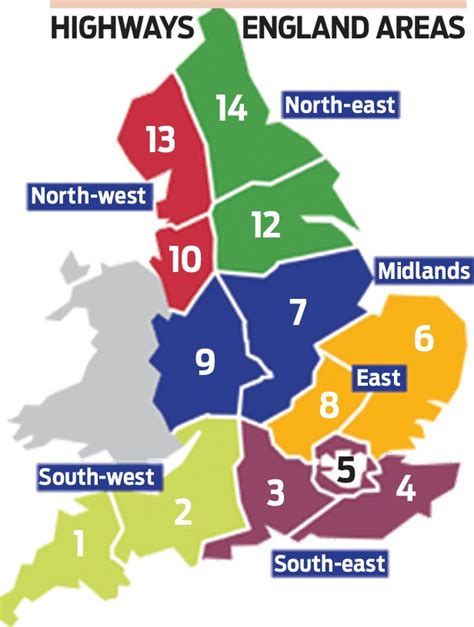 Map: Breakdown of Highways England's maintenance contracts Area 1 to ...