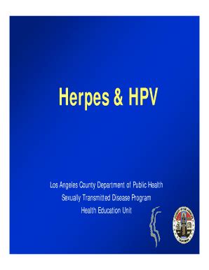 Fillable Online Publichealth Lacounty Herpes Hpv Department Of