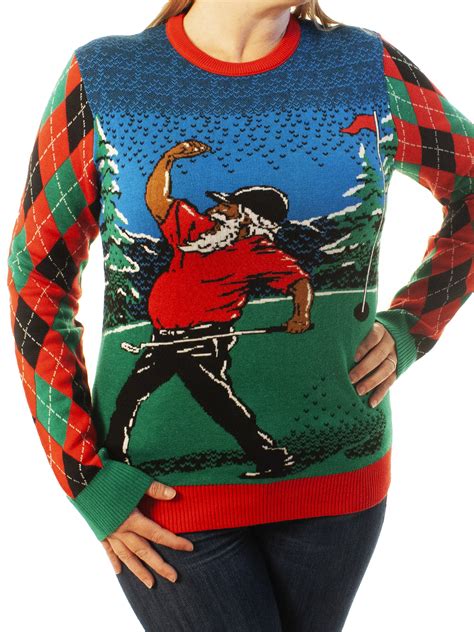 Ugly Christmas Party Unisex Ugly Christmas Sweater Golfing Santa Xl