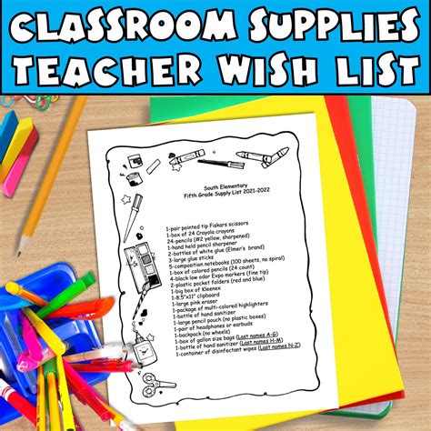 Teacher Supply List Template Prek High School Caroline Koehler At