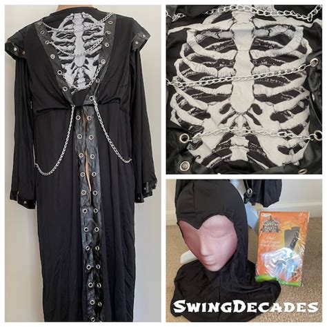 Crypt Master Costume Pieces Skeleton Robe With Chains Hood and - Etsy