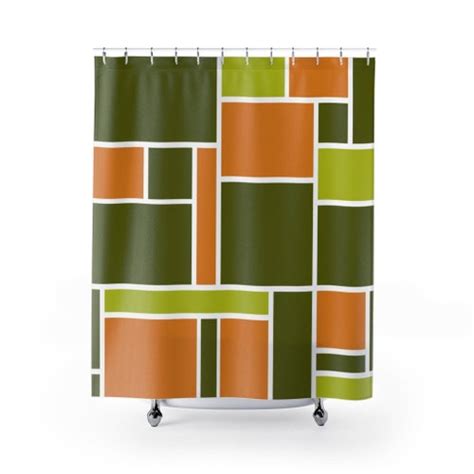 Mid Century Modern Shower Curtain Retro Shower Curtain Etsy