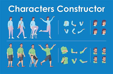 Animated Vector Characters Set With Emotions And Poses Vector, Mouth ...