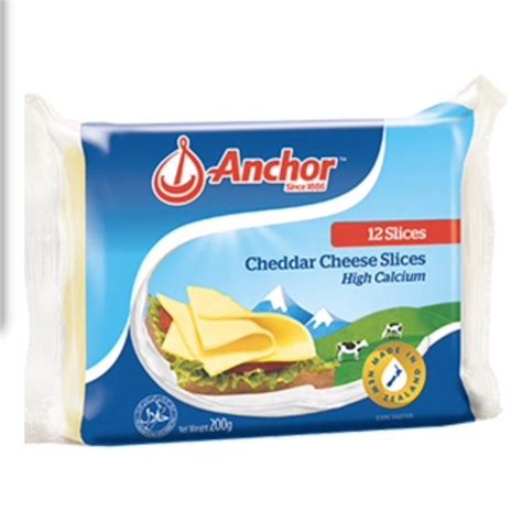 12 lát Phô mai New Zealand ANCHOR Cheddar Cheese Slices 200g halal