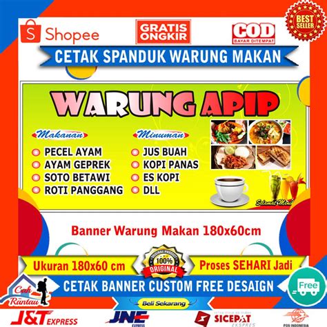 Jual Banner Spanduk Backdrop Baliho Custom Ukuran 18x1 M Contoh Warung