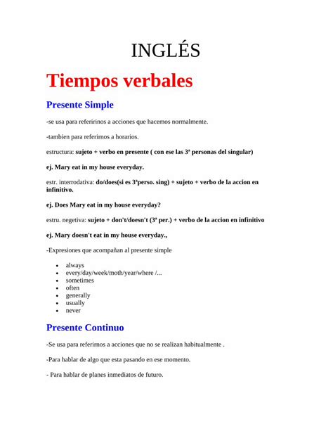 PDF Los Tiempos Verbales Del Inglesconalep Merida2 Edu Mx Info Nuevo