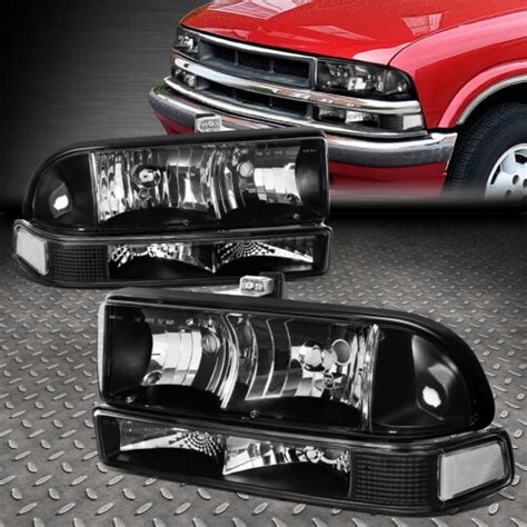 For 98 04 Chevy S10 Pickup Blazer Black Clear Corner Headlight Bumper Head Lamp Ebay