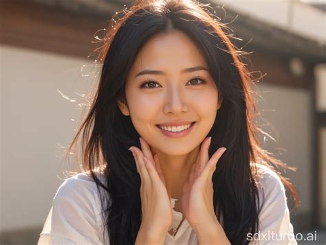 Radiant Japanese Instagram Model Smiling In Sunlight Sdxl Free Online