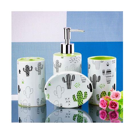 Ceramic Bathroom Accessories Set 4 Pcs Set Multicolor