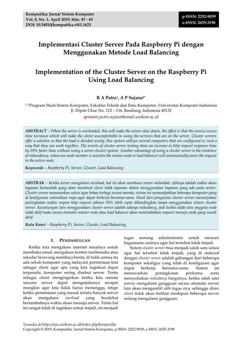 Pdf Implementasi Cluster Server Pada Raspberry Pi Dengan Menggunakan