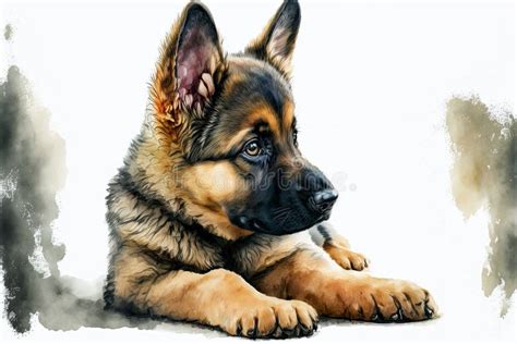 German Shepherd Puppy Portrait Of A German Shepherd Dog Generative Ai