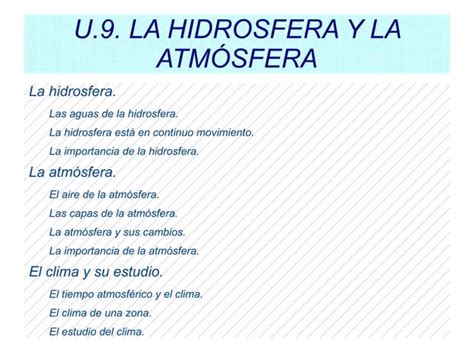 U9 La Hidrosfera Y La Atmósfera Ppt