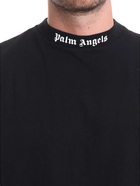 Palm Angels Cotton Oversize T Shirt In Black With Logo Prints For Men