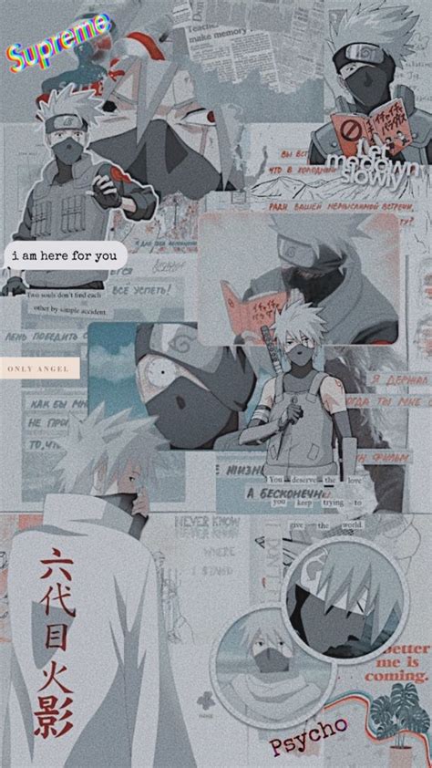 Kakashi Hatake Gray Collage Background Personagens De Anime Animes