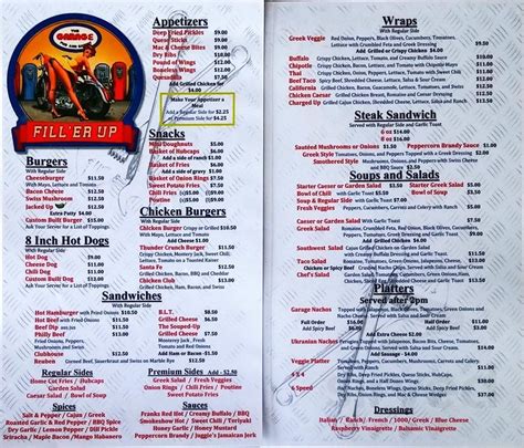 The Garage Pub And Eatery Menu In Medicine Hat Alberta