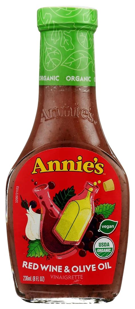 Annies Organic Red Wine And Olive Oil Vinaigrette Salad Dressing Non Gmo 8 Fl Oz